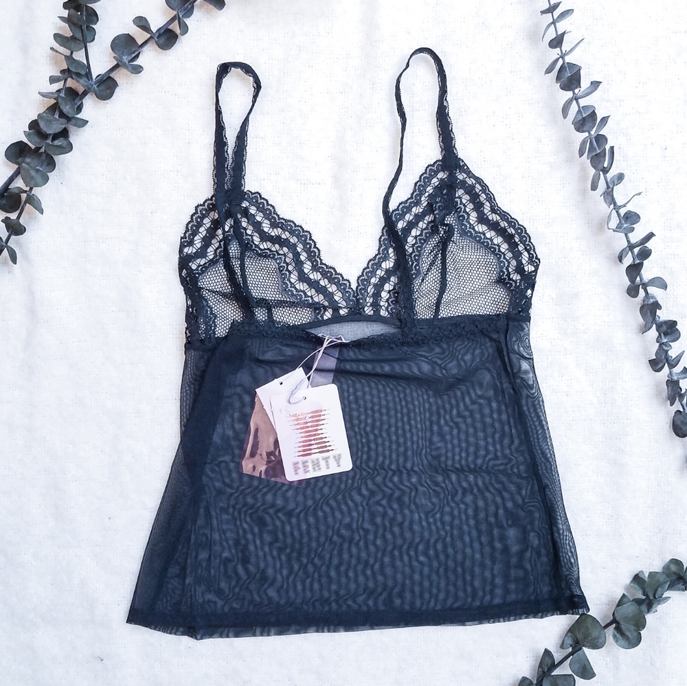 SAVAGE X FENTY Fishnet And Lace Cami In Black - Picture 7 of 8